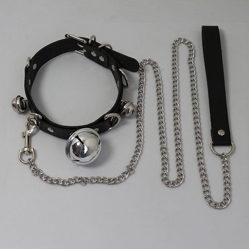 3 Colors Choker Bells and Leash ON577 - Black+traction rope