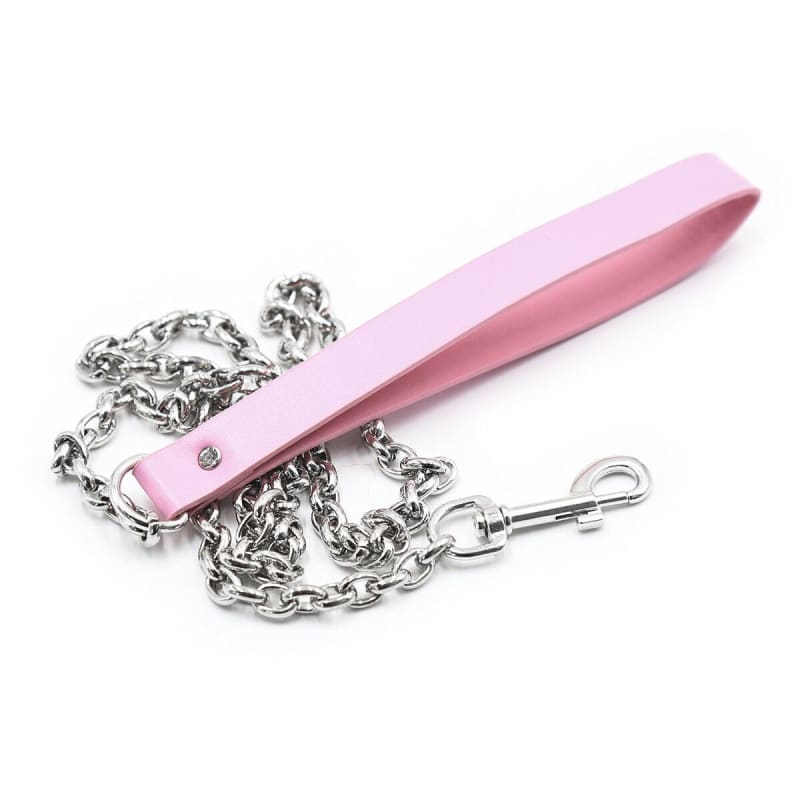 3 Colors Choker Bells and Leash ON577 - Pink chain