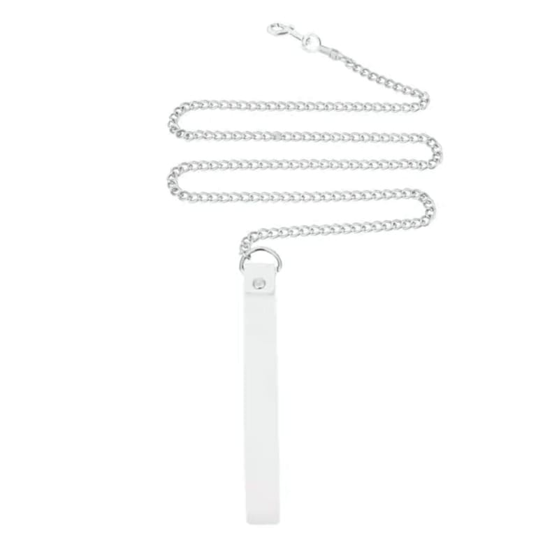3 Colors Choker Bells and Leash ON577 - White chain