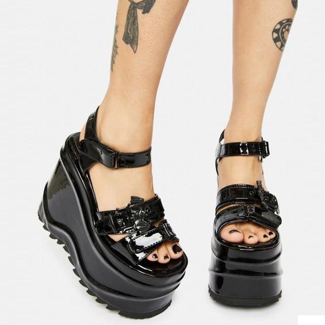 3 Colors Punk Gothic Black Sandals Platform Shoes EE0976 - Egirldoll