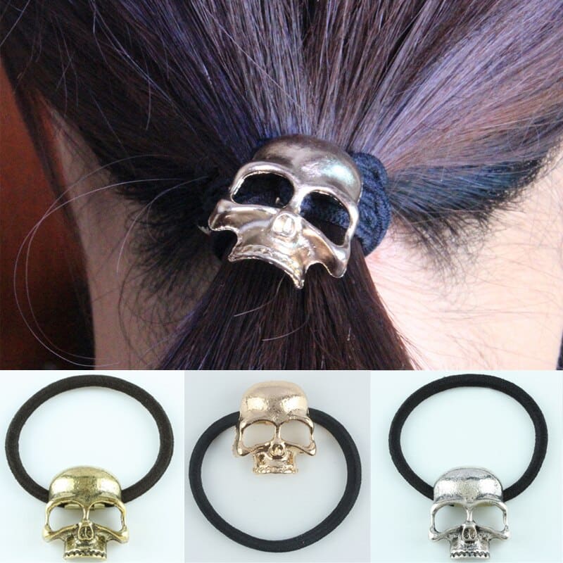 3 Colors Retro Metal Punk Gothic Skull Elastic Hair Bands BE454 - Egirldoll