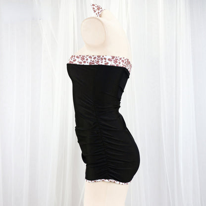 Cute Slim Dress Black Animal Print Style ON484 - Black / One