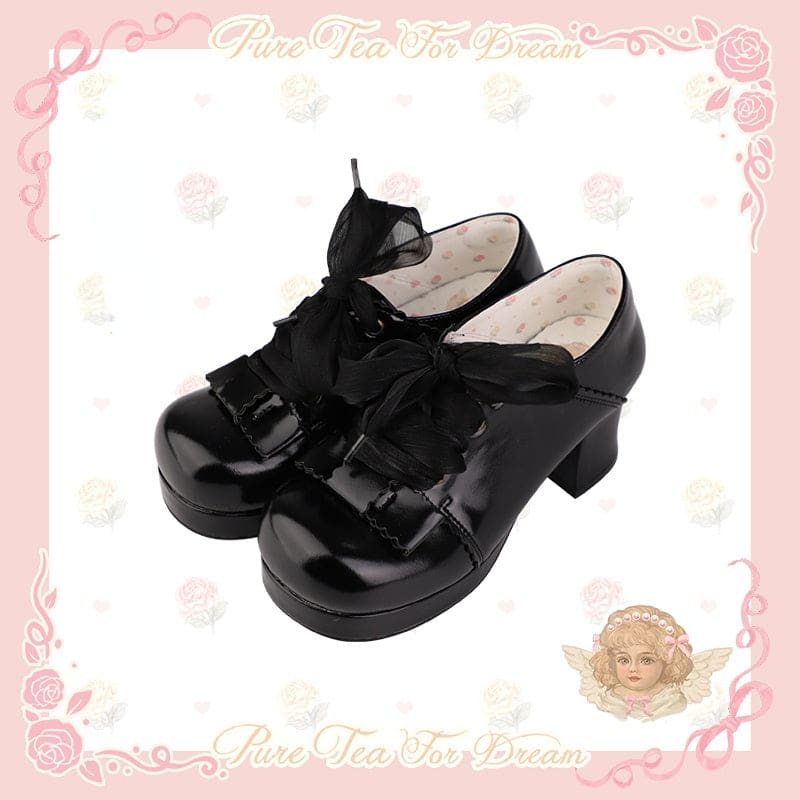 5 Color Sweet Retro Girl Lolita Shoes ON610 - Black / 34 -