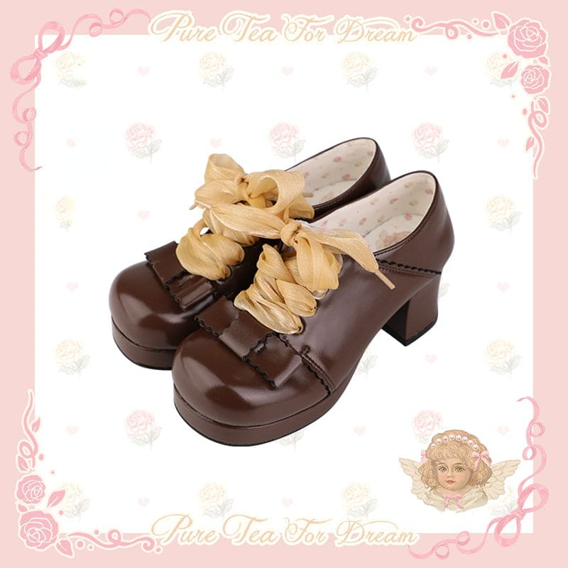 5 Color Sweet Retro Girl Lolita Shoes ON610 - Brown / 34 -