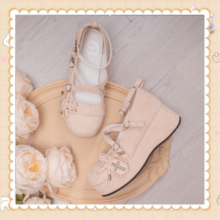 5 Colors Misa Style Cross and Bow Hearts Shoes ON334 - Egirldoll
