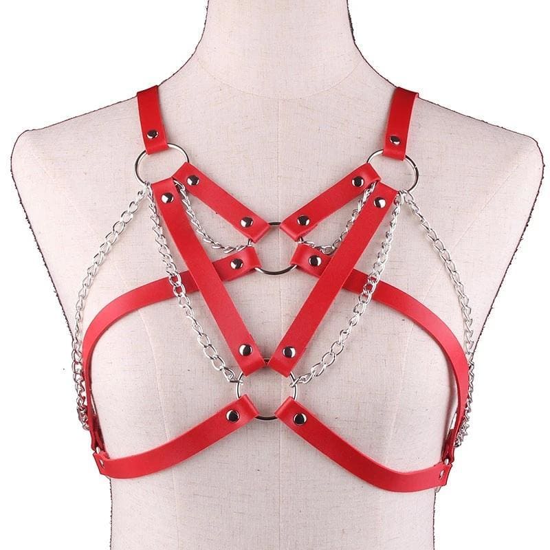 6 Colors Punk Goth PU Metal Chain Harness Belt EE0922 - Egirldoll