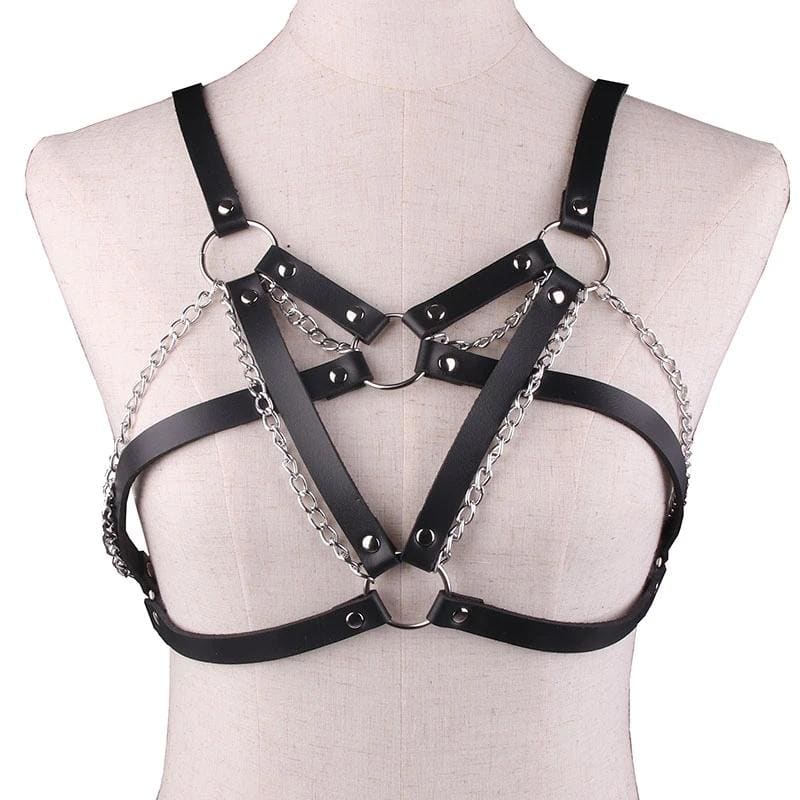 6 Colors Punk Goth PU Metal Chain Harness Belt EE0922 - Egirldoll