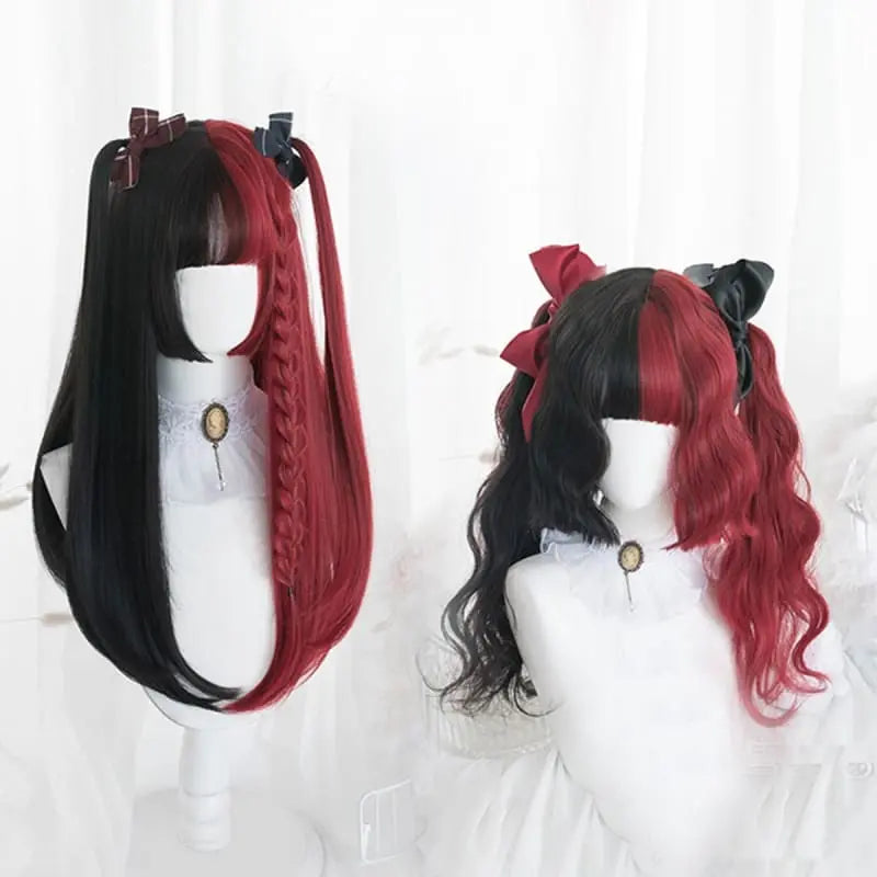 65CM Black Mixed Red Gothic Lolita Cosplay Wig EG14847 - Egirldoll