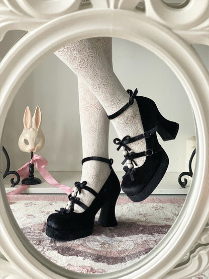 6 Colors Kawaii Velvet Elegant Bow Shoes ON611 - shoes