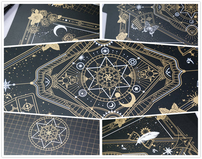 Black Gold Flowers Witch Tarot A3 Cutting Mat ON313 - Egirldoll