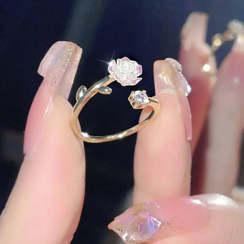 Kawaii Aesthetic Y2K Cute Fairy White Botanical Rings MK Kawaii Store