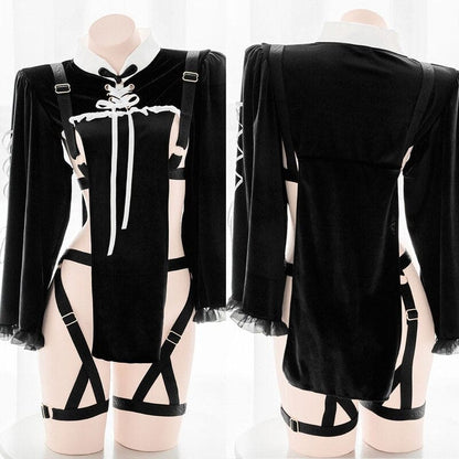 Anime Bandage Black Lingerie Maid Costume Outfit BE314 - Egirldoll