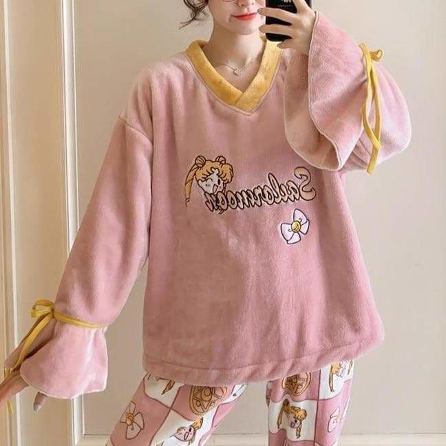 Anime Pink Sailor Moon Pajamas Set SP16209 - Egirldoll