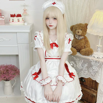 Anna White Red Nurse Maid Dress ON651 - dress