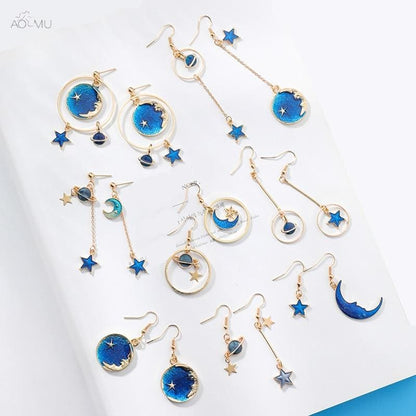 Asymmetric Round Planet Earrings - Egirldoll