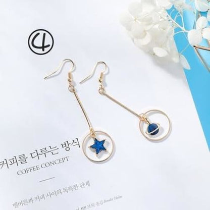 Asymmetric Round Planet Earrings - Egirldoll