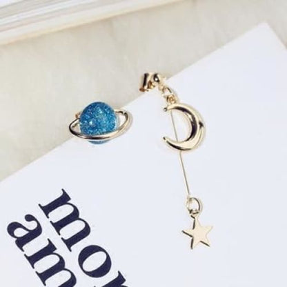 Asymmetric Round Planet Earrings - Egirldoll