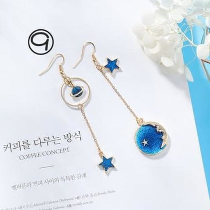 Asymmetric Round Planet Earrings - Egirldoll