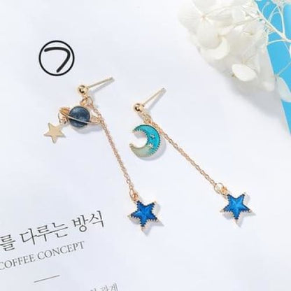 Asymmetric Round Planet Earrings - Egirldoll