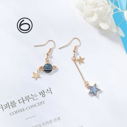 Asymmetric Round Planet Earrings - Egirldoll