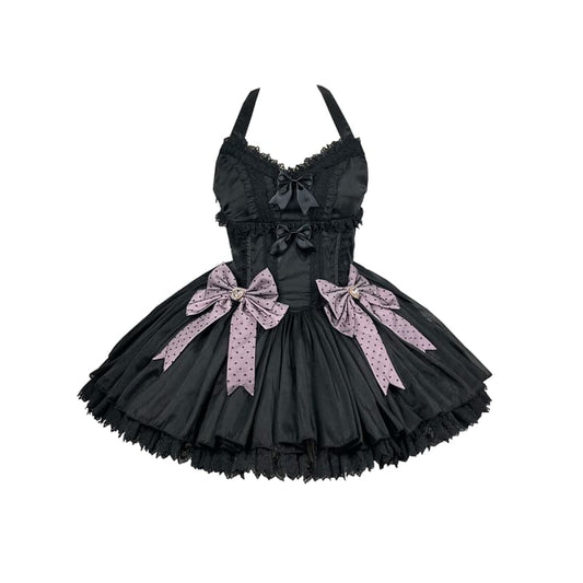 Black Dress Pink Bows Sweet Dream Lolita Dress ON620 - dress