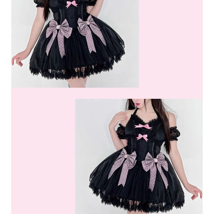 Black Dress Pink Bows Sweet Dream Lolita Dress ON620 - dress