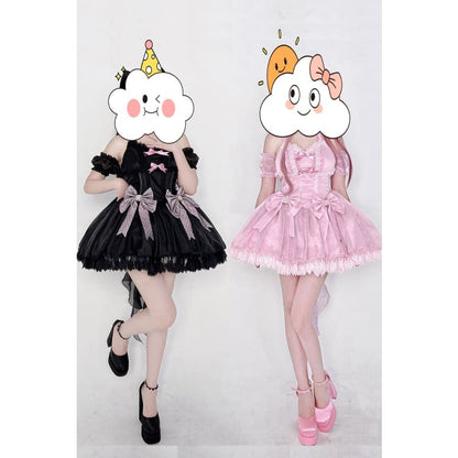 Black Dress Pink Bows Sweet Dream Lolita Dress ON620 - dress