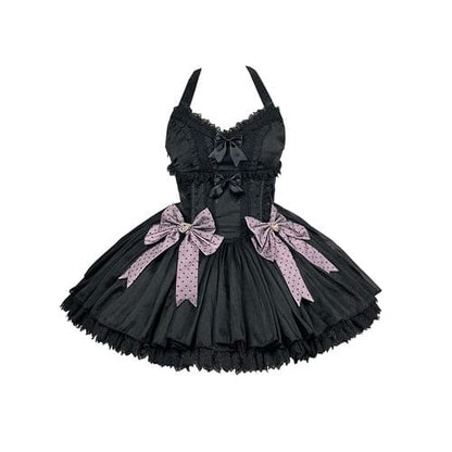 Black Dress Pink Bows Sweet Dream Lolita Dress ON620 - Black