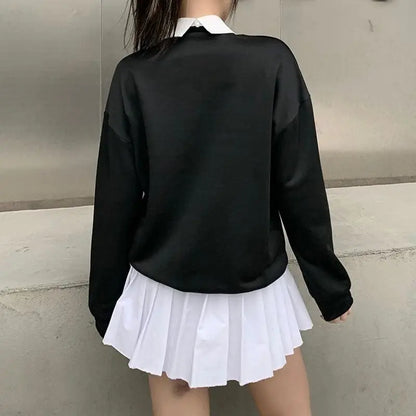 Black Grunge Oversized Hoodies Streetwear EG103 - Egirldoll