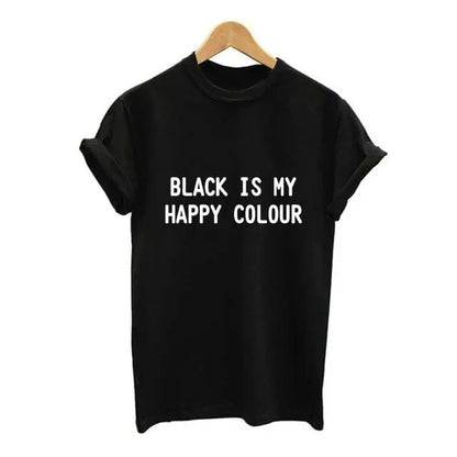 BLACK IS MY HAPPY COLOUR Gothic Harajuku T Shirt EG0008 - Egirldoll