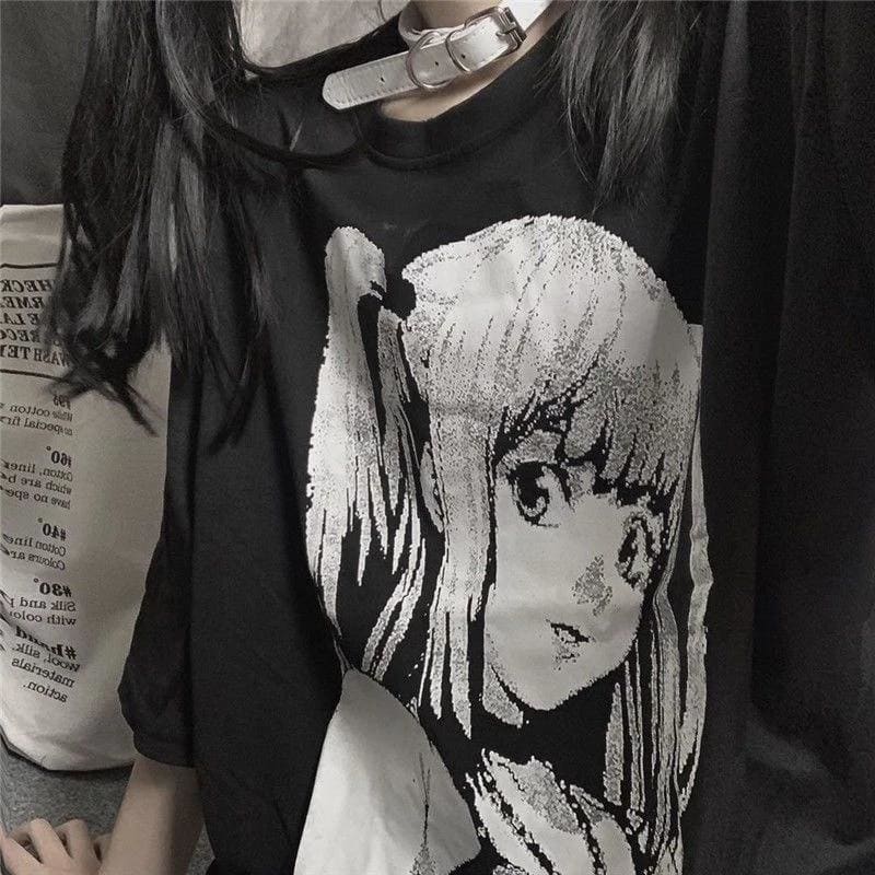 Black Japanese Anime Harajuku Fashion T shirt EG16967 - Egirldoll