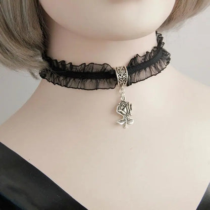 Black Lace Rose Chocker EE0874 - Egirldoll