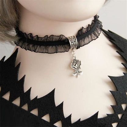 Black Lace Rose Chocker EE0874 - Egirldoll