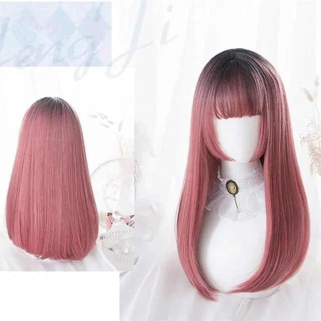 Black Mixed Pink Ombre Lady Cosplay Wig EG15653 - Egirldoll