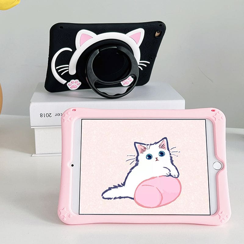 Black Pink Kawaii Cat iPad Case ON162 - Egirldoll