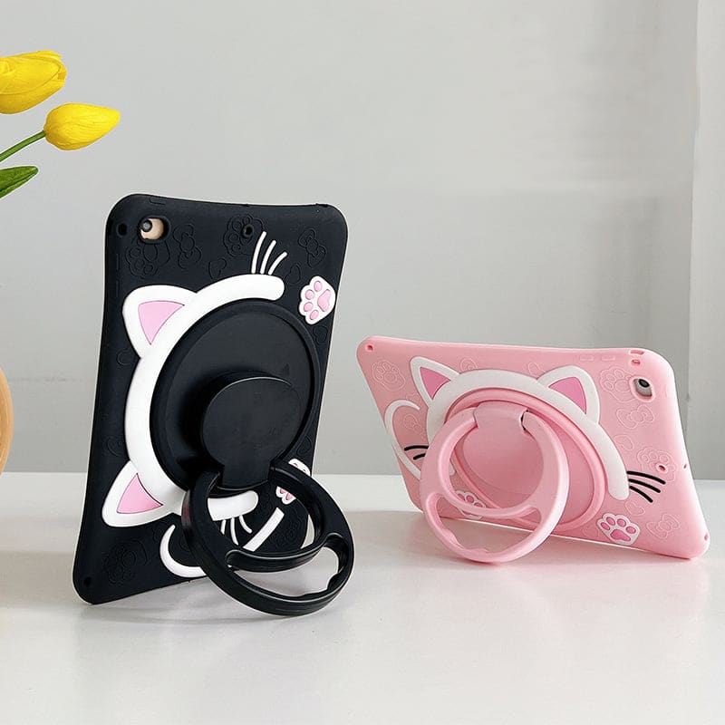 Black Pink Kawaii Cat iPad Case ON162 - Egirldoll