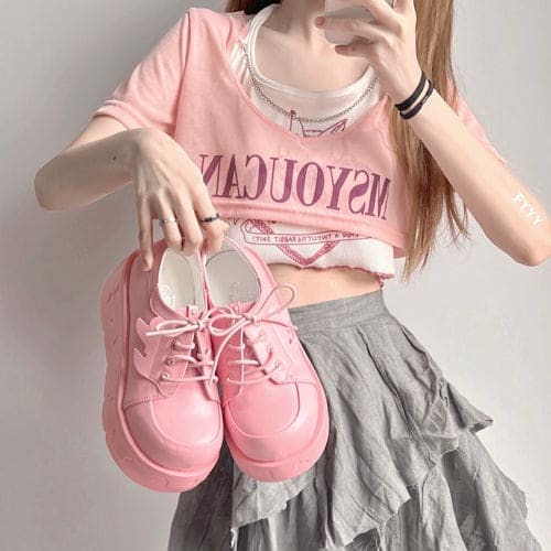 Black Pink Sweet Elena Platform Shoes ON294 - Egirldoll