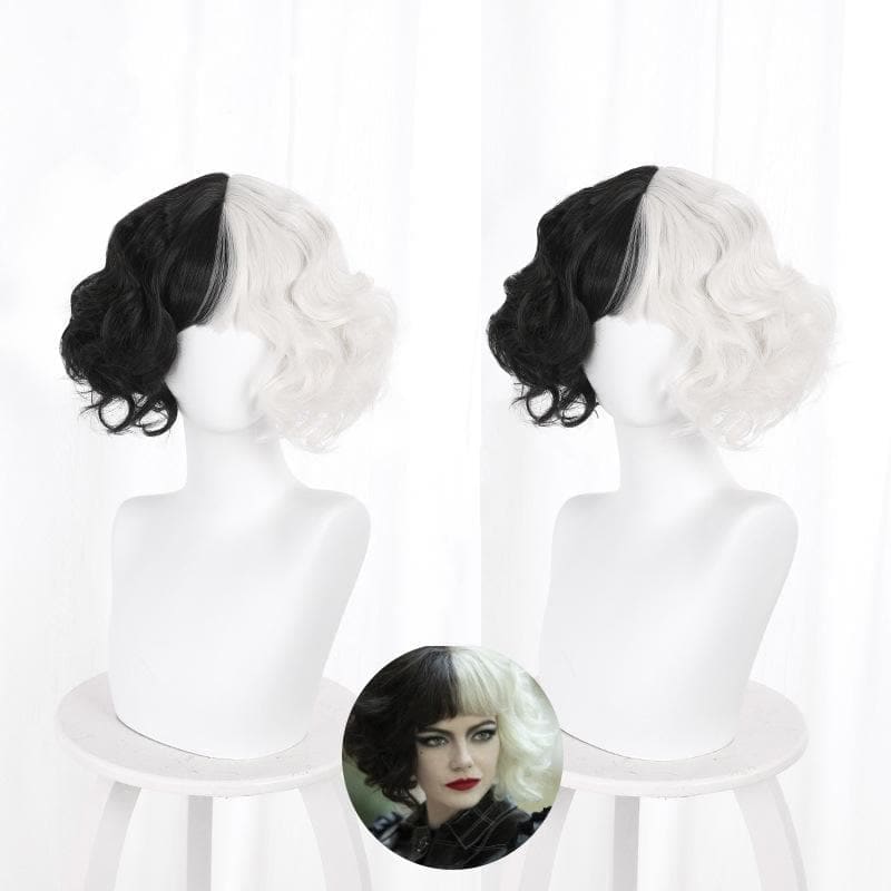 Black White Cruella de Vil Style Fashion eGirl Wig SP16262 - Egirldoll