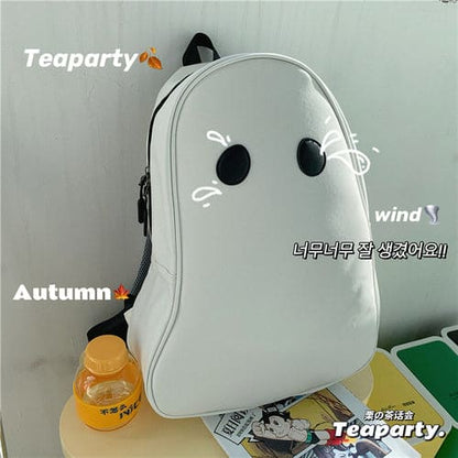 Black White No Face Cute Ghost Backpack ON92 - Egirldoll