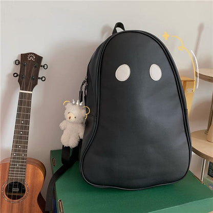 Black White No Face Cute Ghost Backpack ON92 - Egirldoll