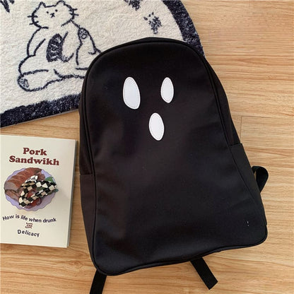 Black White No Face Cute Ghost Backpack ON92 - Egirldoll