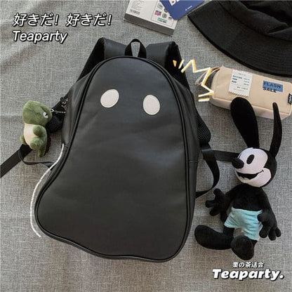 Black White No Face Cute Ghost Backpack ON92 - Egirldoll