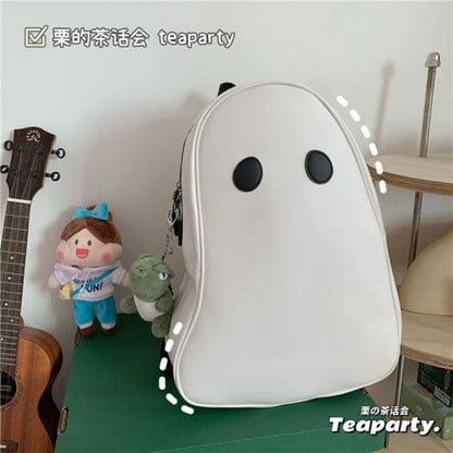 Black White No Face Cute Ghost Backpack ON92 - Egirldoll