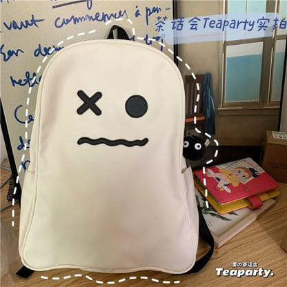 Black White No Face Cute Ghost Backpack ON92 - Egirldoll