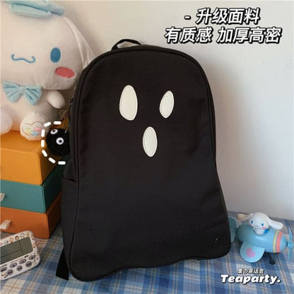 Black White No Face Cute Ghost Backpack ON92 - Egirldoll