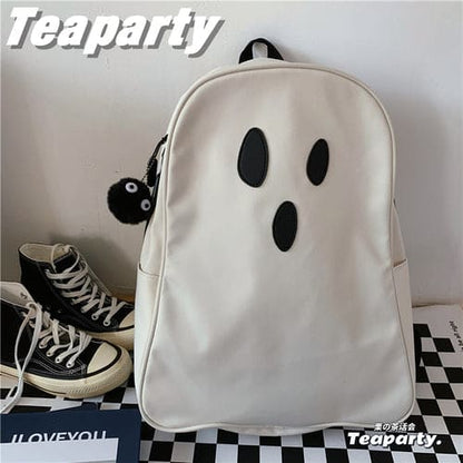 Black White No Face Cute Ghost Backpack ON92 - Egirldoll