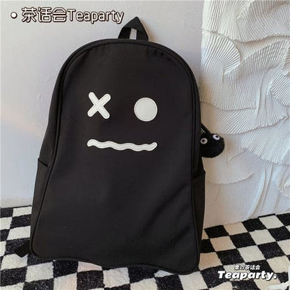 Black White No Face Cute Ghost Backpack ON92 - Egirldoll