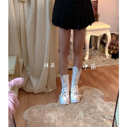 Black White Punk Cross Chains Boots ON175 - Egirldoll