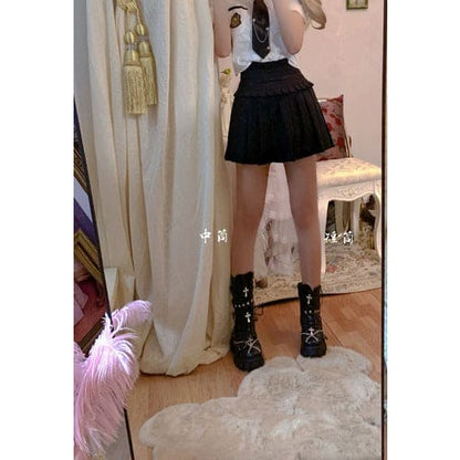 Black White Punk Cross Chains Boots ON175 - Egirldoll