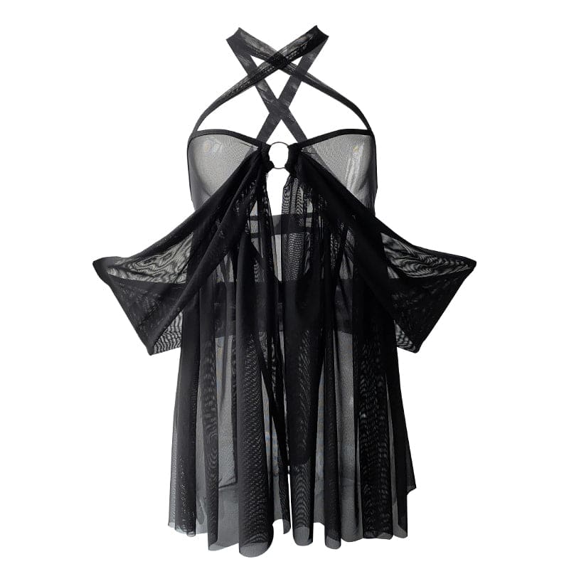 Black White Sheer Cute Lingerie Dress ON178 - Egirldoll